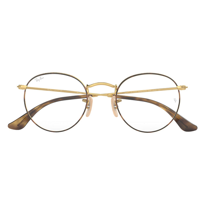 Rayban ROUND METAL Tortoise Gold - Clear Lens Eyeglasses Specs Appeal Miami