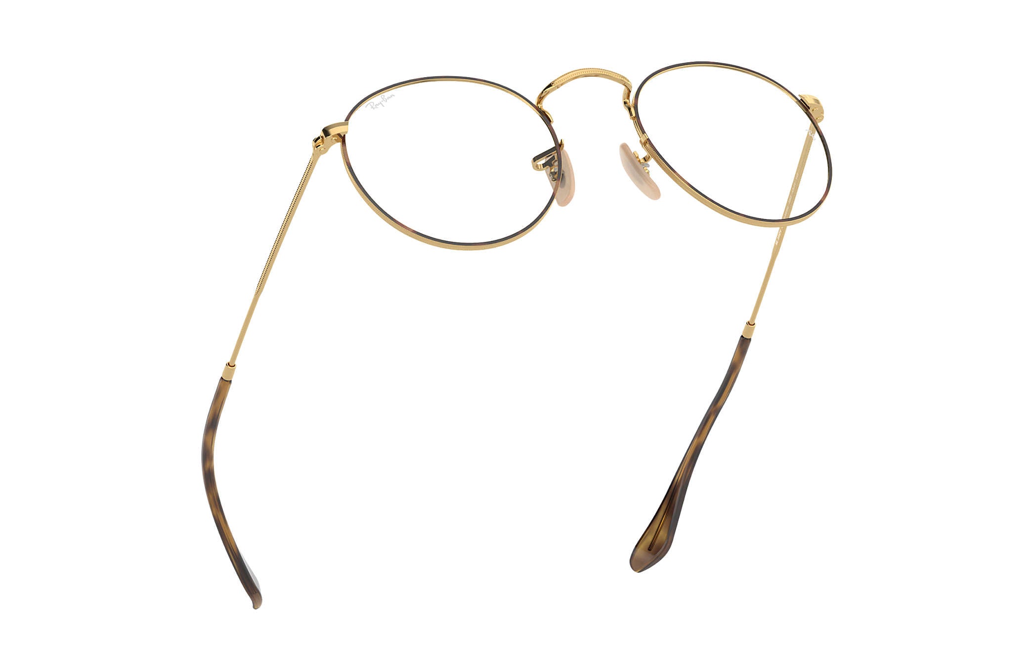 Rayban ROUND METAL Tortoise Gold - Clear Lens Eyeglasses Specs Appeal Miami