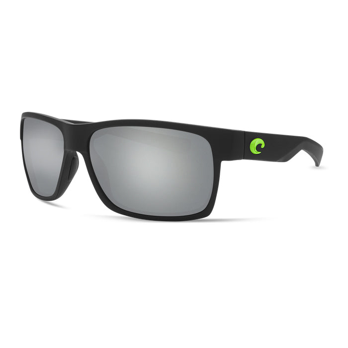 Costa del Mar HALF MOON Gray Silver Mirror 580G - Matte Black w/Green Logo Sunglasses