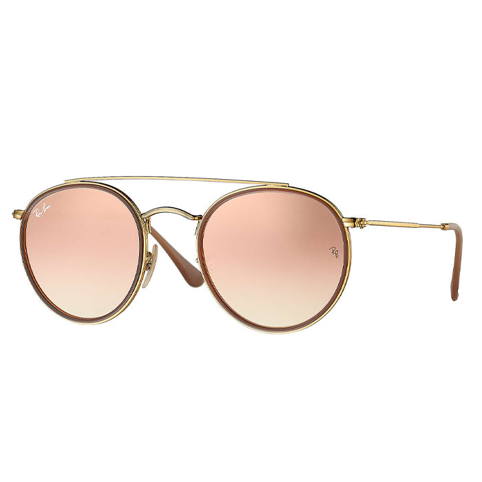 Rayban ROUND DOUBLE BRIDGE Gold - Copper Gradient Flash Sunglasses angle2 Specs Appeal Optical Miami Sunglasses