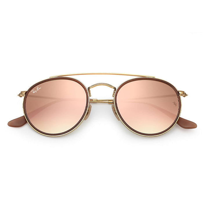 Rayban ROUND DOUBLE BRIDGE Gold - Copper Gradient Flash Sunglasses angle2 Specs Appeal Optical Miami Sunglasses