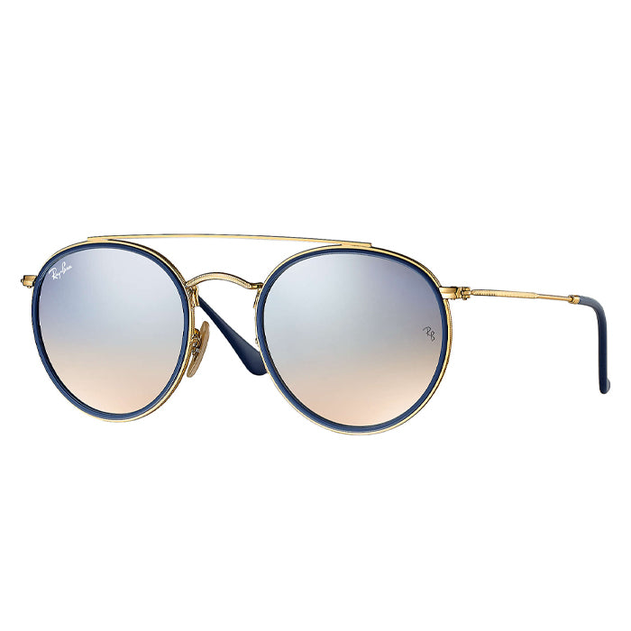 Rayban ROUND DOUBLE BRIDGE Gold - Silver Gradient Flash Sunglasses Specs Appeal Optical Miami Sunglasses