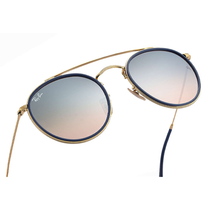 Rayban ROUND DOUBLE BRIDGE Gold - Silver Gradient Flash Sunglasses Specs Appeal Optical Miami Sunglasses