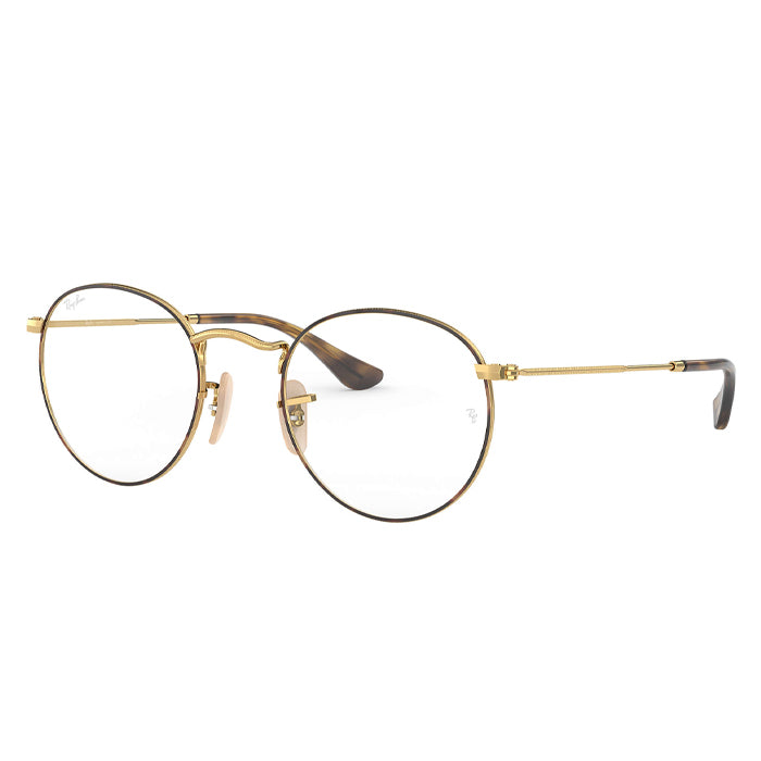 Rayban ROUND METAL Tortoise Gold - Clear Lens Eyeglasses Specs Appeal Miami