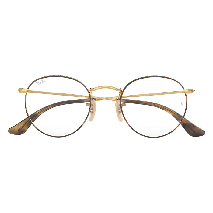 Rayban ROUND METAL Tortoise Gold - Clear Lens Eyeglasses Specs Appeal Miami