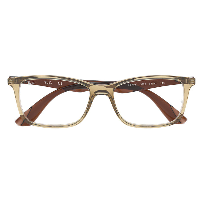 Rayban RX7047 Light Brown, Brown - Clear Lens Eyeglasses Specs Appeal Optical Miami