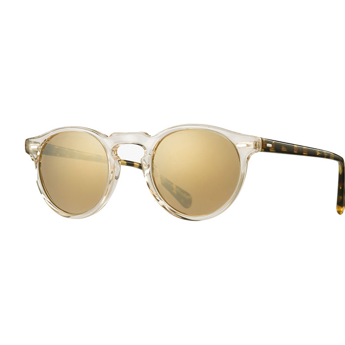 Oliver Peoples Gregory Peck Buff DTB Gold Mirror 47 Specs Appeal Optical Miami Sunglasses